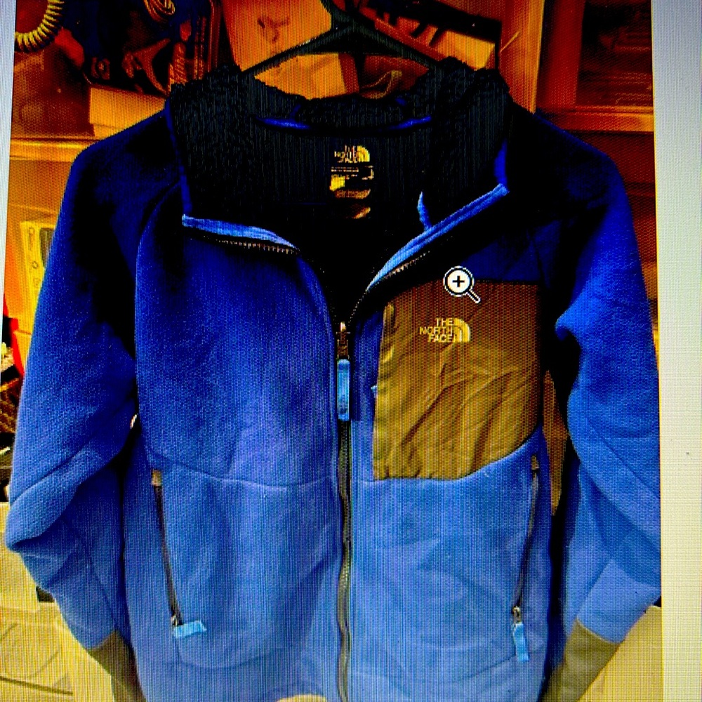 North face Chimborazo hoodie jacketey boys 14/16 blue fleece